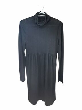 SHEIN Black Long Sleeve Turtleneck Midi Dress